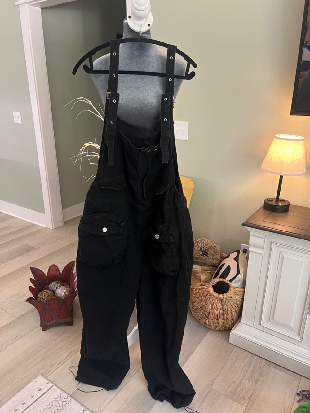 Amazon Black Women's Denim Cargo Overalls